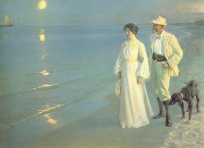 Summer Evening on the Skagen Beach The Artist and hs Wife (nn02), Peder Severin Kroyer